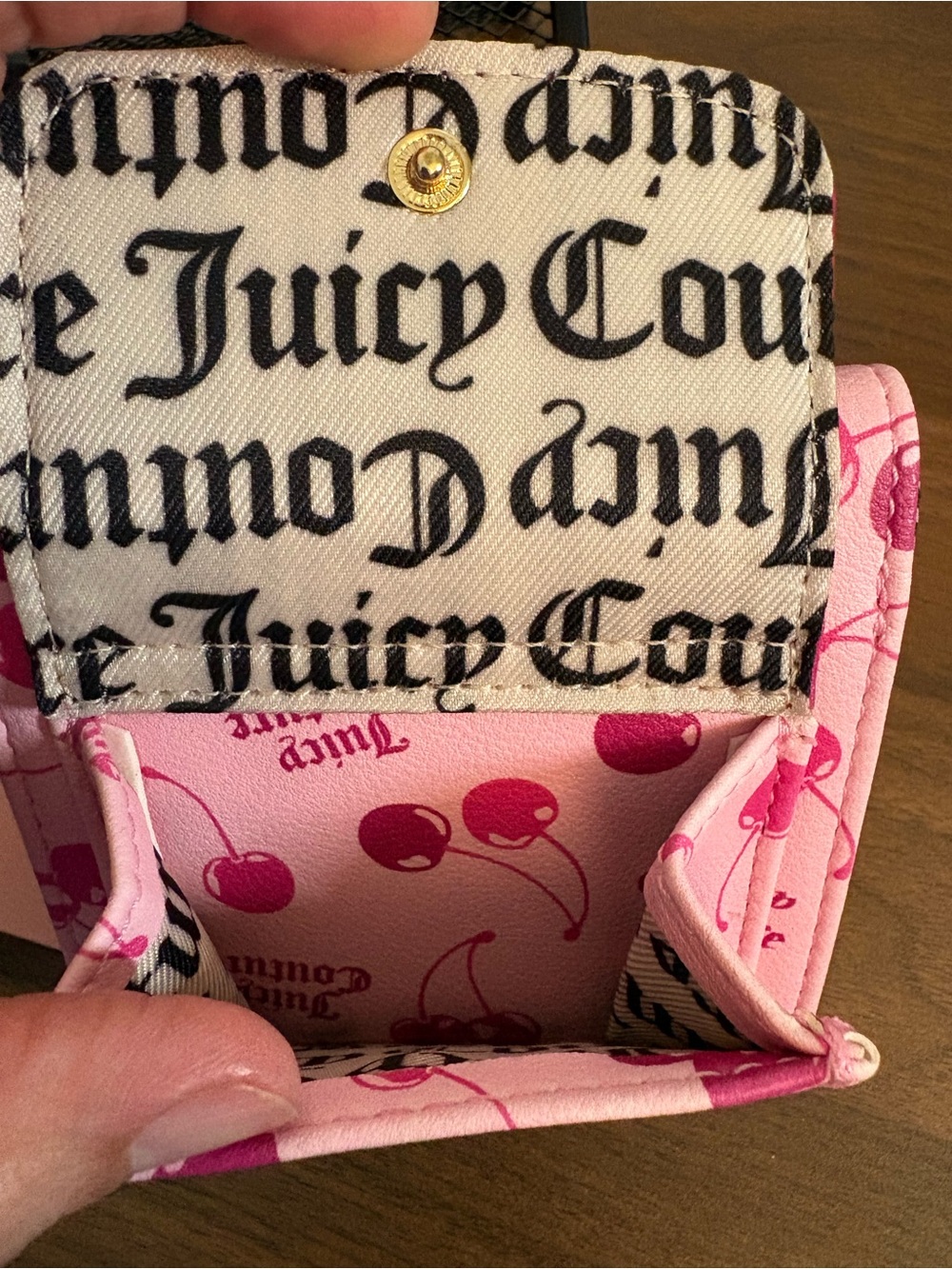 Juicy Couture Pink/Rasberry Tart Cherry on Top Mini Envelope Flap Wallet - Picture 4 of 6